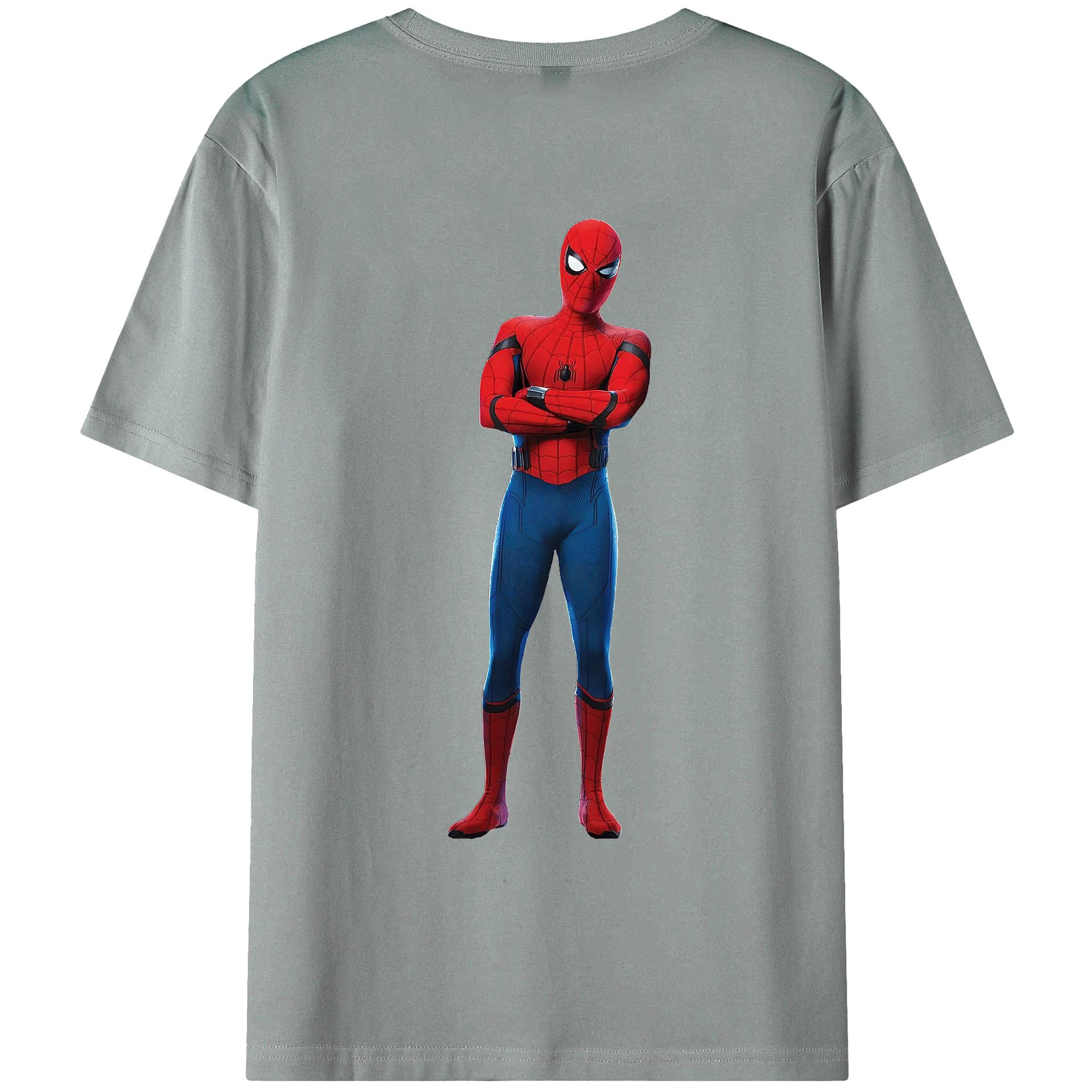 （画像用） Spider Man スパイダーマン 綿100％ メンズ半袖Tシャツ（バックプリント） 通気性
